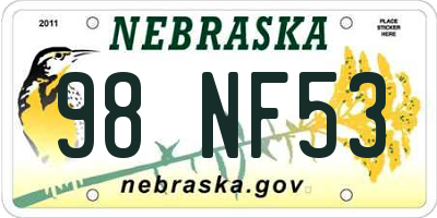NE license plate 98NF53