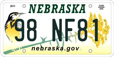 NE license plate 98NF81