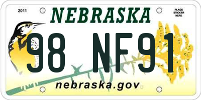 NE license plate 98NF91