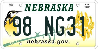 NE license plate 98NG31