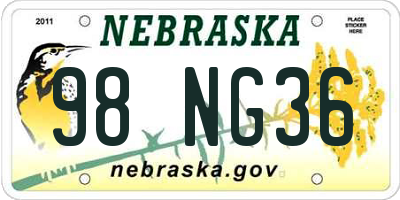 NE license plate 98NG36