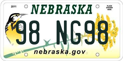 NE license plate 98NG98