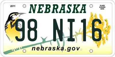 NE license plate 98NI16
