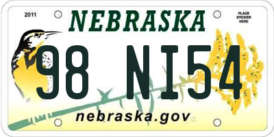 NE license plate 98NI54