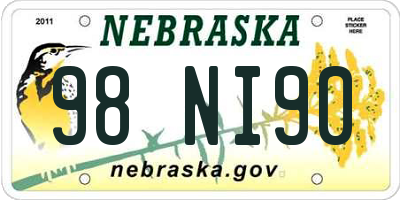 NE license plate 98NI90