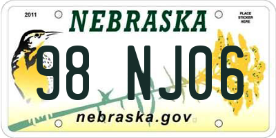 NE license plate 98NJ06
