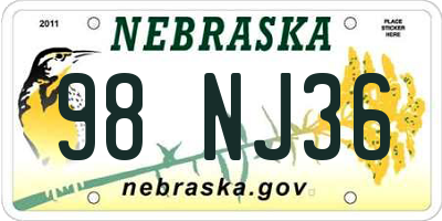 NE license plate 98NJ36