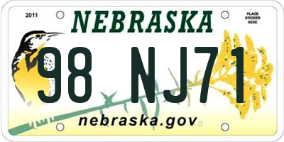 NE license plate 98NJ71