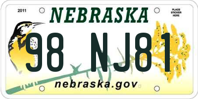 NE license plate 98NJ81