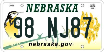 NE license plate 98NJ87