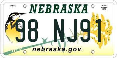 NE license plate 98NJ91