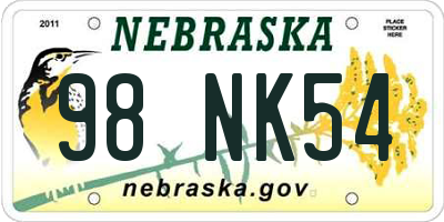 NE license plate 98NK54