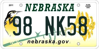 NE license plate 98NK58