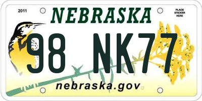 NE license plate 98NK77