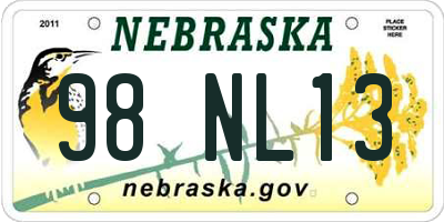 NE license plate 98NL13