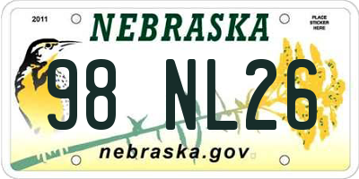 NE license plate 98NL26