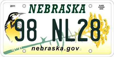 NE license plate 98NL28