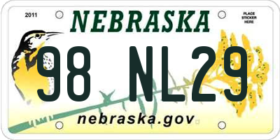 NE license plate 98NL29