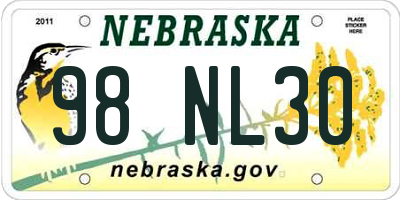 NE license plate 98NL30