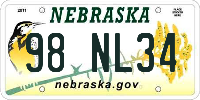 NE license plate 98NL34