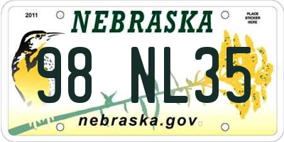 NE license plate 98NL35