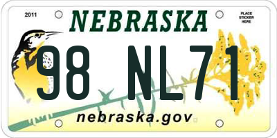 NE license plate 98NL71
