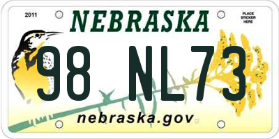 NE license plate 98NL73