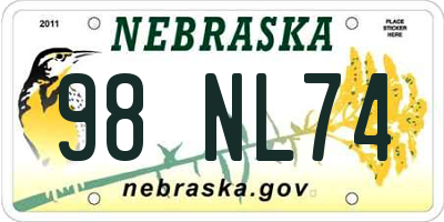 NE license plate 98NL74