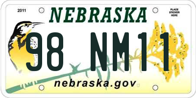 NE license plate 98NM11