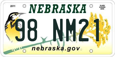 NE license plate 98NM21