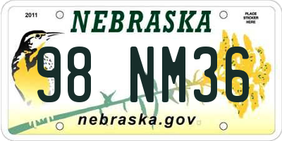 NE license plate 98NM36