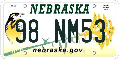 NE license plate 98NM53