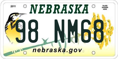NE license plate 98NM68
