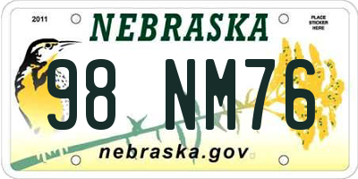 NE license plate 98NM76