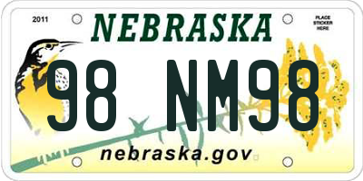 NE license plate 98NM98