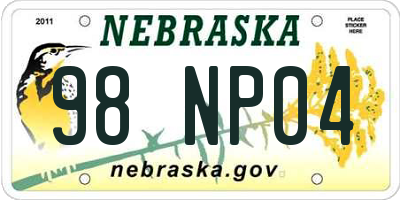 NE license plate 98NP04