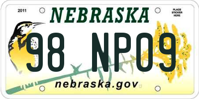 NE license plate 98NP09