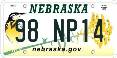 NE license plate 98NP14