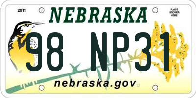 NE license plate 98NP31