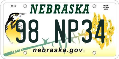 NE license plate 98NP34