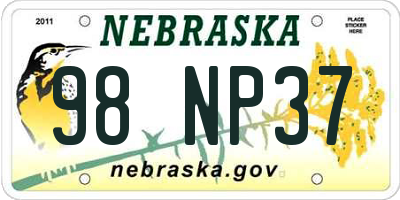 NE license plate 98NP37