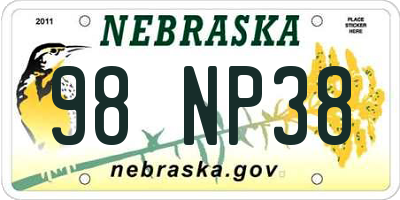 NE license plate 98NP38