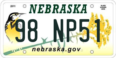 NE license plate 98NP51