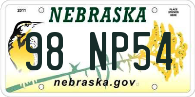 NE license plate 98NP54