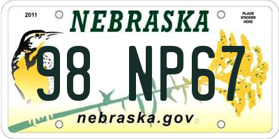 NE license plate 98NP67