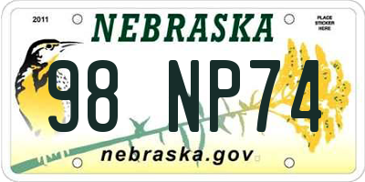 NE license plate 98NP74