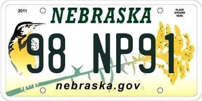 NE license plate 98NP91