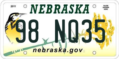 NE license plate 98NQ35