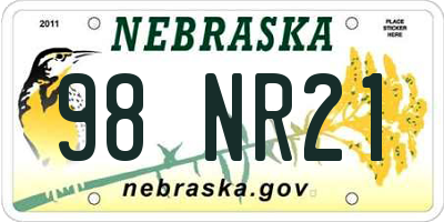 NE license plate 98NR21