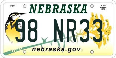 NE license plate 98NR33